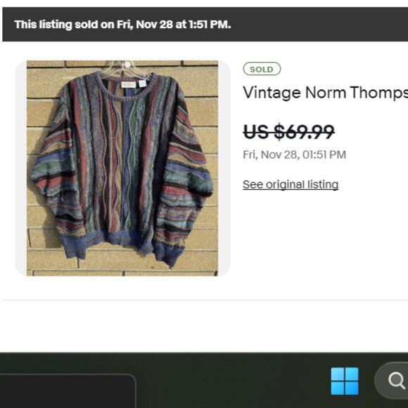 Vintage 90's Norm Thompson Coogi-Style Hip-Hop Rap Crewneck - Adult Men's SZ Me - Picture 2 of 2